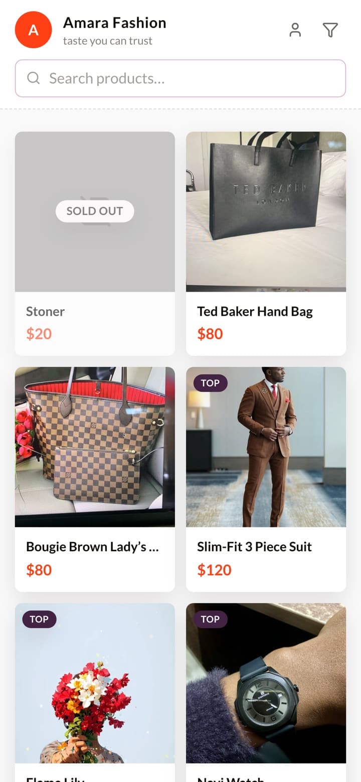 A real URAFRO storefront, Amara Fashion